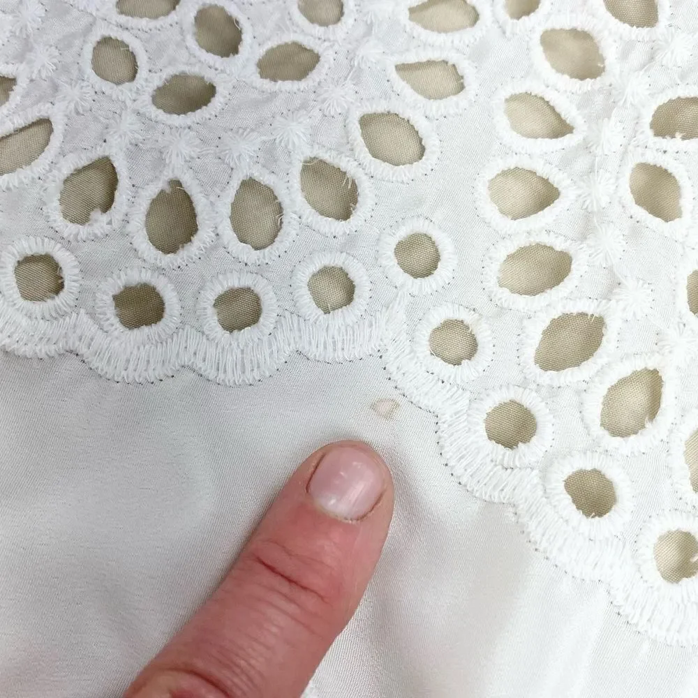 Winston White eyelet v-neck wedding getaway honeymoon dress XS